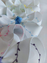 Load image into Gallery viewer, White Bows with Pastel Colour Embroidery